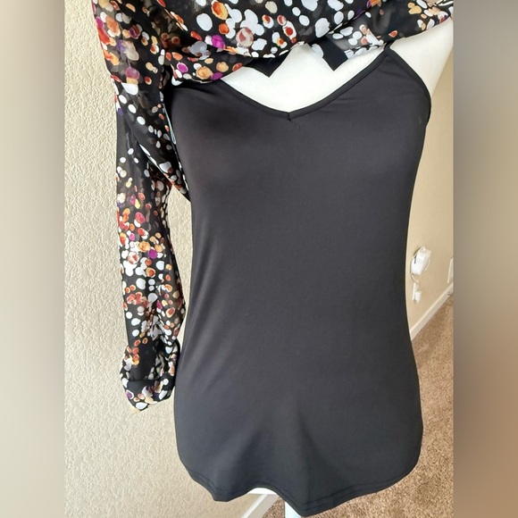 Daniel Rainn Sheer Dot Print Blouse with Cami – Black Multicolor – PXS - Picture 5 of 10